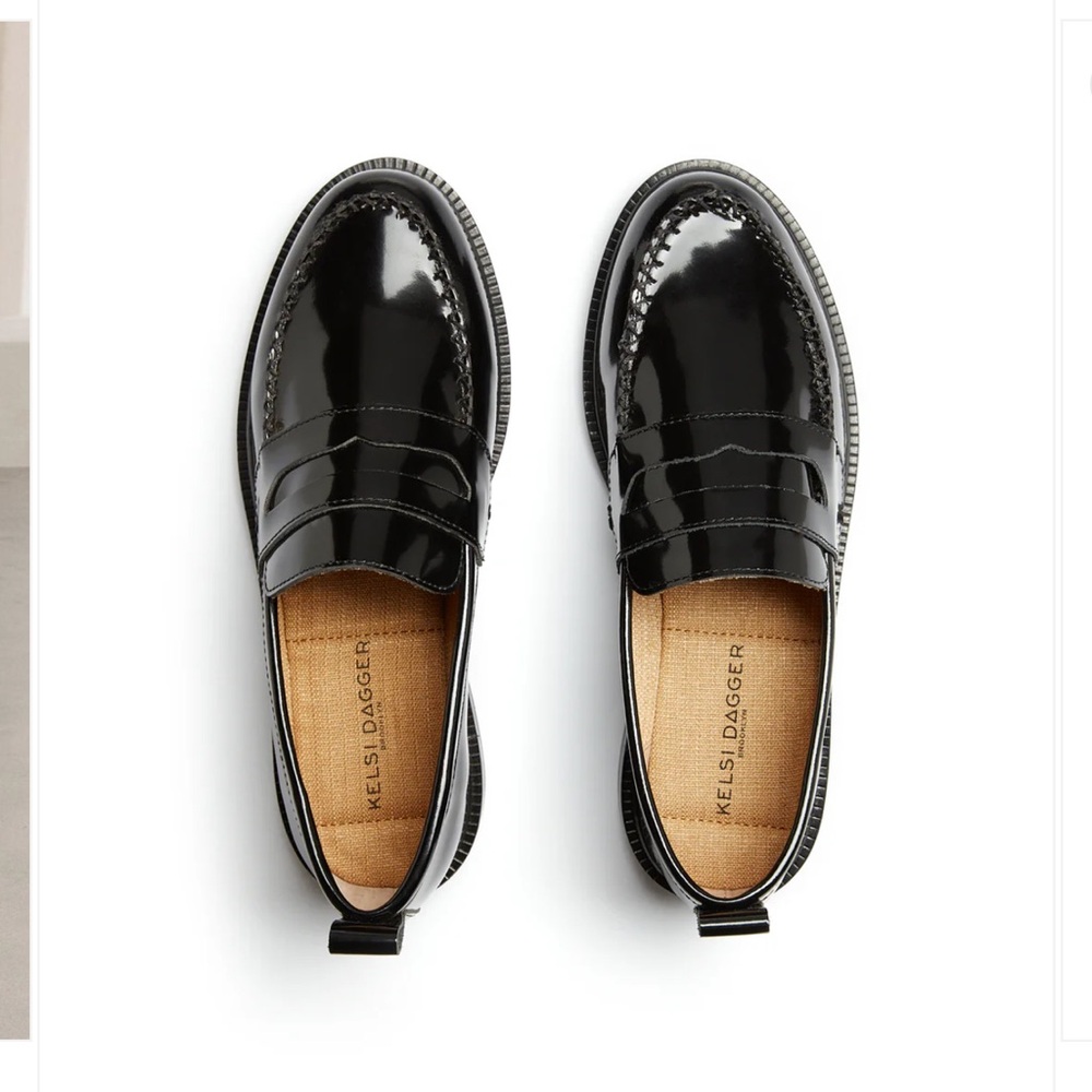 Kelsi Dagger Lens All Black Leather Loafers 6.5